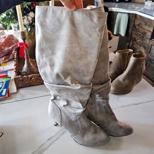 Chic Gray Suede Knee-High Boots